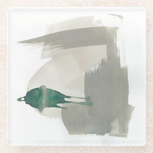 Dessous-de-verre En Verre Gestes de terre - Gris et Vert (Devant)