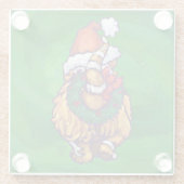 Dessous-de-verre En Verre Ginger Chat Noël Sur Vert (Dos)