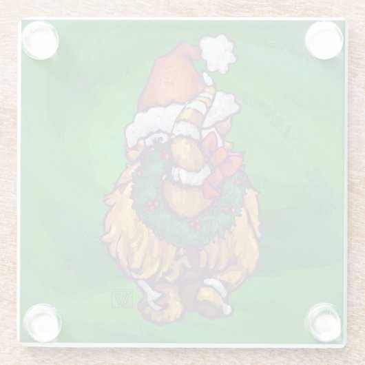 Dessous-de-verre En Verre Ginger Chat Noël Sur Vert (Dos)