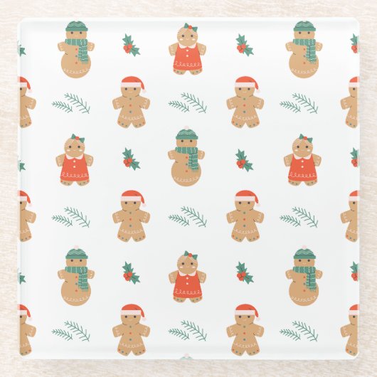 Dessous-de-verre En Verre Gingerbread Cookie Motif de Noël (Devant)