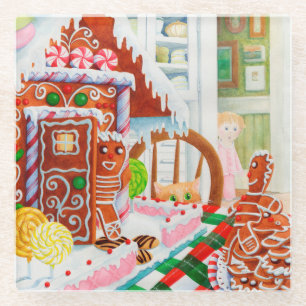 Dessous-de-verre En Verre GINGERBREAD SURPRISE Verre Beverage Coaster