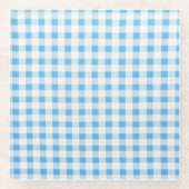 Dessous-de-verre En Verre Gingham Bleu Bébé (Devant)
