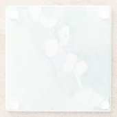 Dessous-de-verre En Verre Ginkgo sur Teal poussiéreux - blanc (Dos)