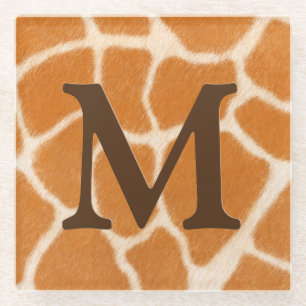 Dessous-de-verre En Verre Giraffe fourrure Poster de animal foncé Brown Mono