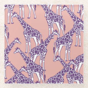 Dessous-de-verre En Verre Giraffe Zones colorées Vintage Safari Illustration