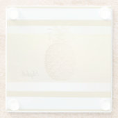 Dessous-de-verre En Verre Girly Modern Gold Stripes, Or Ananas (Dos)