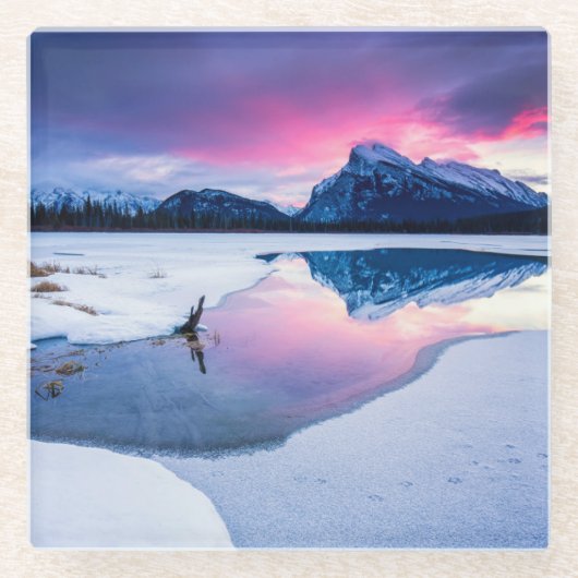 Dessous-de-verre En Verre Glace et neige | Mt. Rundle, Canada (Devant)