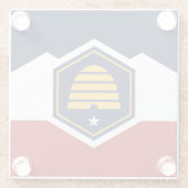 Dessous-de-verre En Verre Glass coaster with new flag of Utah, USA (Dos)