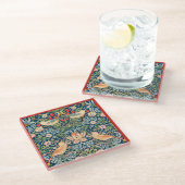 Dessous-de-verre En Verre Glass COASTER - Wm. Morris Strawberry Thief Design (Incliné)