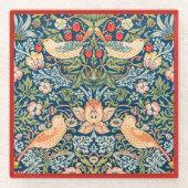 Dessous-de-verre En Verre Glass COASTER - Wm. Morris Strawberry Thief Design (Devant)