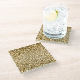 Dessous-de-verre En Verre Glitzy Sparkle Gold Parties scintillant