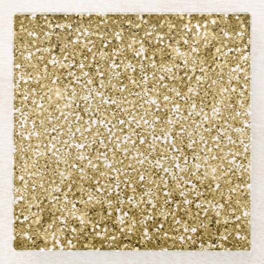 Dessous-de-verre En Verre Glitzy Sparkle Gold Parties scintillant (Devant)