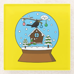 Dessous-de-verre En Verre Globe des neiges avec chant Blackbird