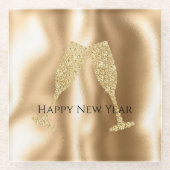 Dessous-de-verre En Verre Gold Diamond Sparkle Champagne Glasses New Year's (Devant)