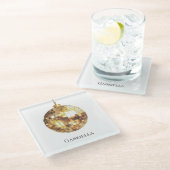 Dessous-de-verre En Verre Gold Disco Ball (Incliné)