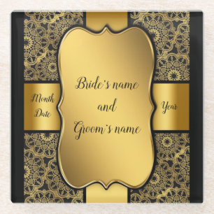 Dessous-de-verre En Verre Gold Ribbon Wedding Favor