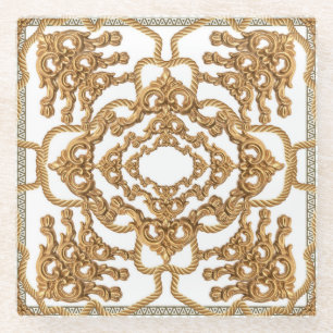 Dessous-de-verre En Verre Golden Baroque : Luxueux Design Ornament.