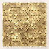 Dessous-de-verre En Verre Golden Honeycomb 3D Render Texture (Devant)