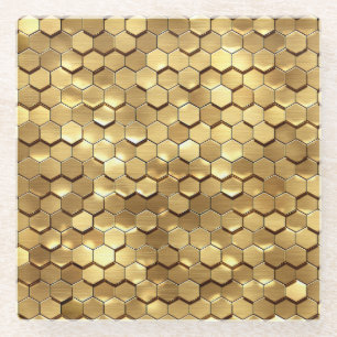 Dessous-de-verre En Verre Golden Honeycomb 3D Render Texture