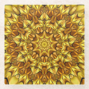 Dessous-de-verre En Verre Golden Mandala Antique Abstract Design-63495