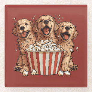 Dessous-de-verre En Verre Golden Retriever Dogs Movie Popcorn Bucket
