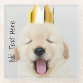 Dessous-de-verre En Verre Golden Retriever Puppy Sleepy dans Gold Crown (Devant)
