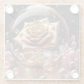 Dessous-de-verre En Verre Golden rose in a globe (Dos)