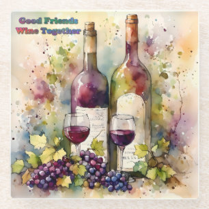 Dessous-de-verre En Verre Good Friends Wine Together