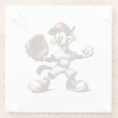 Dessous-de-verre En Verre Goofy Cat Baseball Pitcher Monte (Dos)