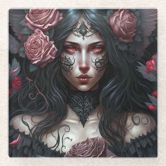Dessous-de-verre En Verre Goth Princesse Imaginaire gothique Art (Devant)