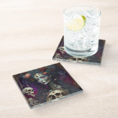 Dessous-de-verre En Verre Goth Skull Zombie Femme Gothique (Incliné)