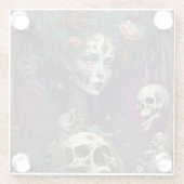 Dessous-de-verre En Verre Goth Skull Zombie Femme Gothique (Dos)