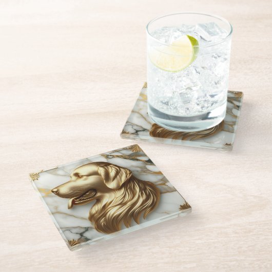Dessous-de-verre En Verre Gracity Golden Retriever Marble esthétique (Incliné)