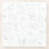 Dessous-de-verre En Verre Graffiti Doodles : Punk Music Scribble (Dos)