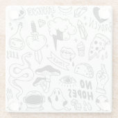 Dessous-de-verre En Verre Graffiti mignon : Doodle Art Set. (Dos)