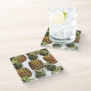 Dessous-de-verre En Verre Grand Motif d'ananas (BGC transparent)