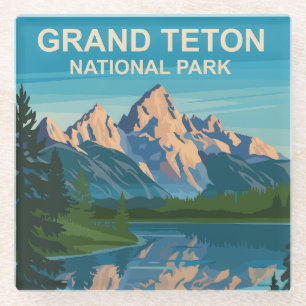 Dessous-de-verre En Verre Grand Teton National Park Paysage Art de Voyage