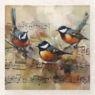 Dessous-de-verre En Verre Grande souris à souris peinte sur la partiture