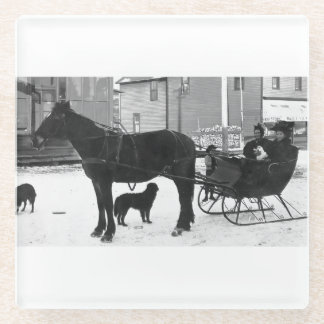 Dessous-de-verre En Verre Grandma Johnson Sleigh - Carré de la bande blanche