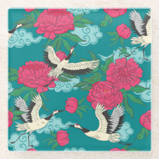 Dessous-de-verre En Verre Granes Peonies : Graphiques floraux Vintages