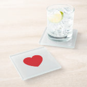 Dessous-de-verre En Verre Graphique de cœur d'amour rouge blanc moderne uni (Incliné)