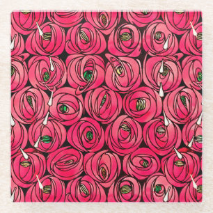 Dessous-de-verre En Verre Graphique rose Art Nouveau Rennie Macintosh