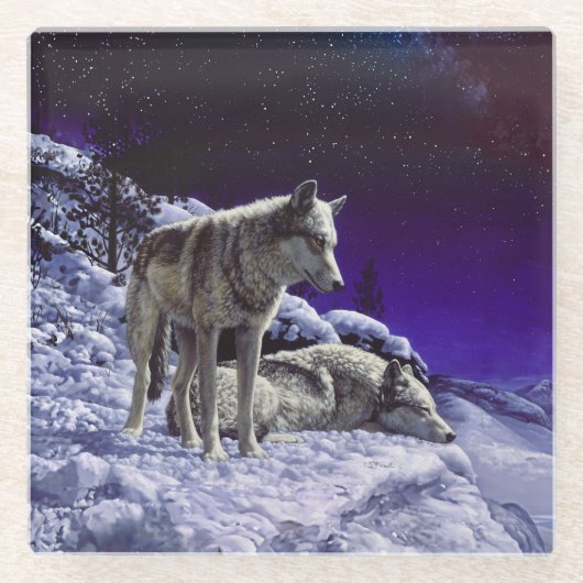 Dessous-de-verre En Verre Gray Wolves (Devant)