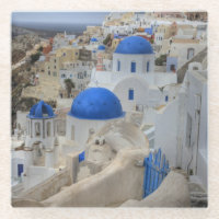 Grèce, Santorin. Clocher et dômes bleus