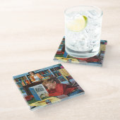 Dessous-de-verre En Verre Grenouille dans la bibliothèque (Incliné)