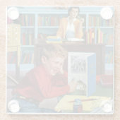 Dessous-de-verre En Verre Grenouille dans la bibliothèque (Dos)