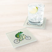 Dessous-de-verre En Verre Grenouille Sur Vélo (Incliné)