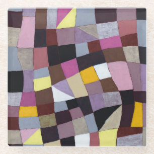 Dessous-de-verre En Verre Grille Irrégulière : Peinture Abstraite Violet-Jau