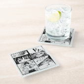 Dessous-de-verre En Verre Grilles d'actions Retro Anime (Incliné)