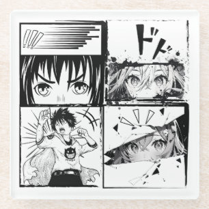 Dessous-de-verre En Verre Grilles d'actions Retro Anime